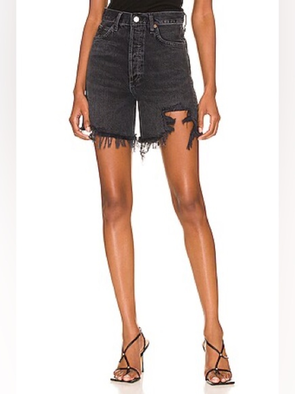 AGOLDE Stella Distressed Denim Shorts